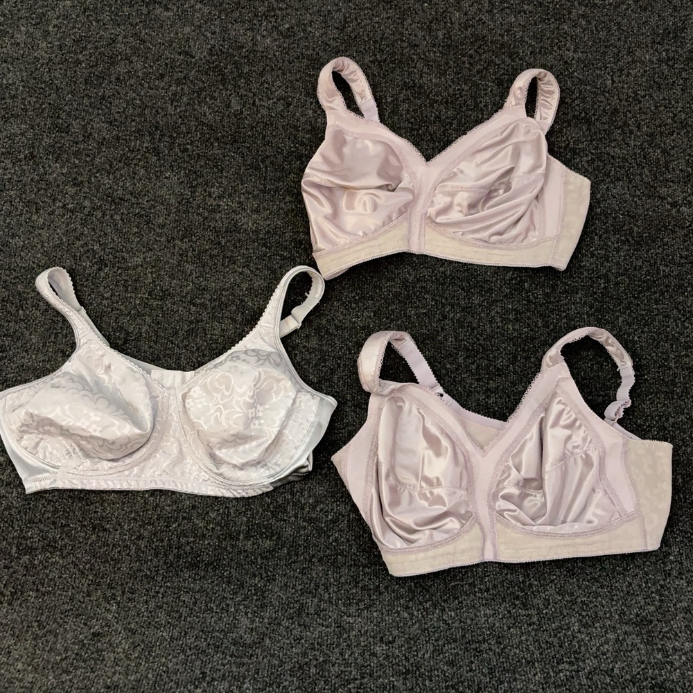 Playtex Bra Womens Plus 44D Gray 18 Hour Wireless 3 Pack Full Coverage Bralette